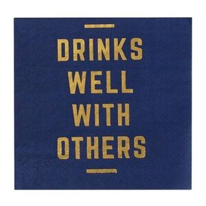 “Drinks Well With Others” SET/5 packs (20ea pack=100 total) 5” Bev Napkins - NWT